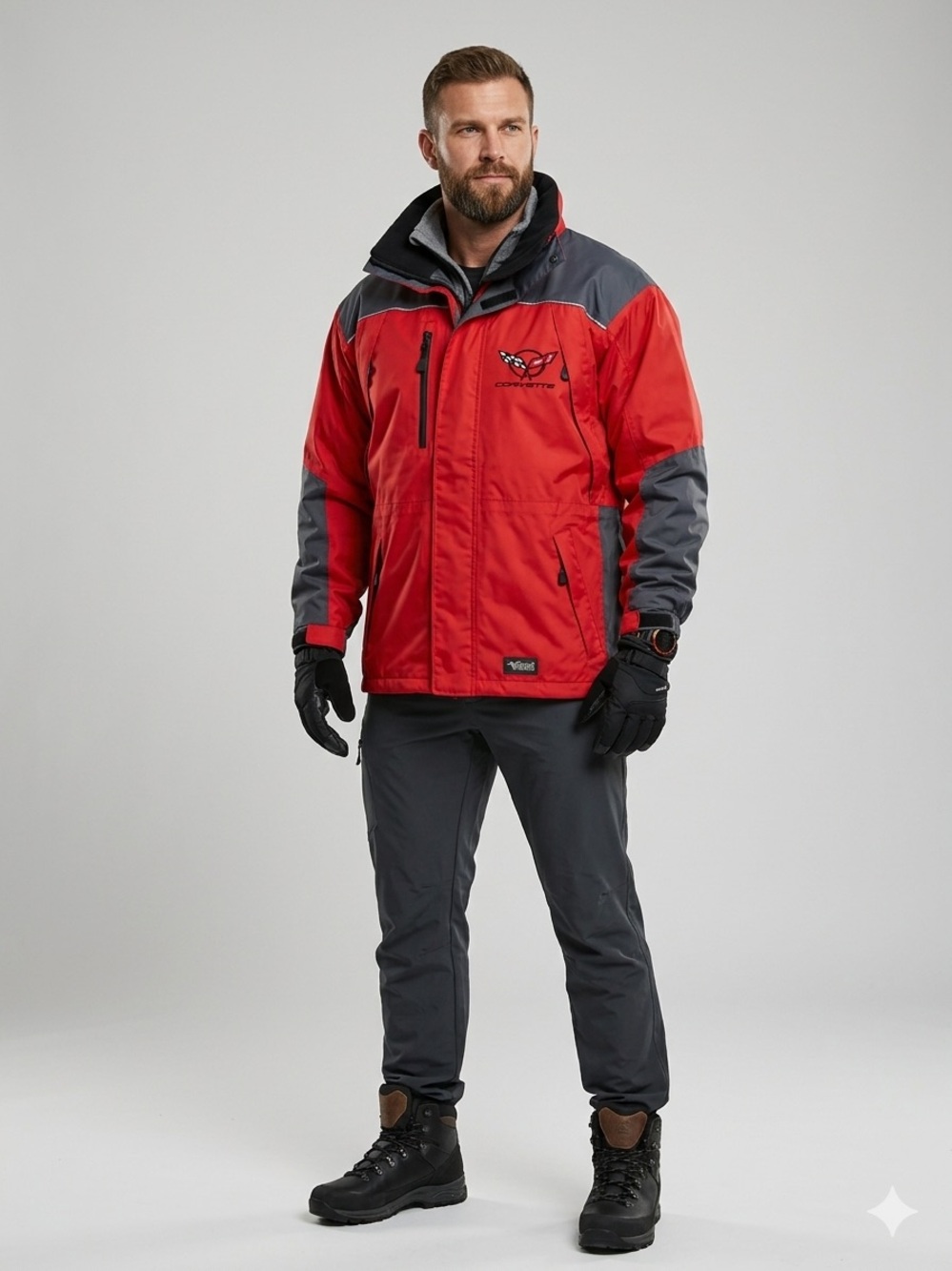 Viking Tempest II Corvette Jacket Men's Size L Red Black Waterproof Rain Shell